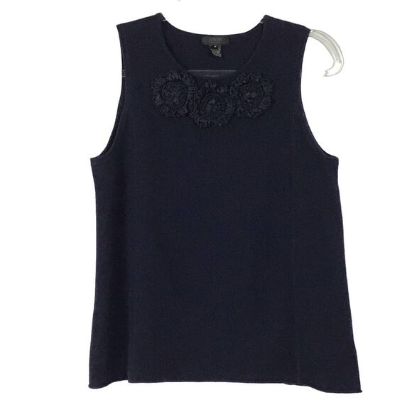 J. Crew Collection Pure Cashmere Navy Blue Sweater Tank Shell Top sz M - Picture 1 of 6
